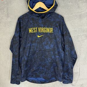 Nike West Virginia University Hoodie Mens M‎ Blue Dri Fit Pullover